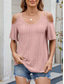 cheap Women&#039;s Plain Tops-Women&#039;s Shirt Blouse Solid Color Stylish Casual Short Sleeve Strap Regular Tops Daily Eyelet Sage Green Black White Pink Sky Blue Summer