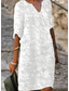 cheap White Lace Dresses-Women&#039;s Long Dress Maxi Dress White Dress Stylish Casual Vacation Party Daily Regular Fit Plain Half Sleeve V Neck White Spring Fall
