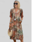 cheap Print Floral Dresses-Women&#039;s Midi Dress Summer Dress Print Dress Elegant Daily Going out Regular Fit Geometric Multicolor Short Sleeve V Neck Red Blue Purple Khaki Summer
