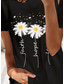 cheap Floral tee-Women&#039;s T Shirt Graphic Plants Letter Stylish Classic Modern Short Sleeve Crew Neck Round Neck Regular Tops Daily Going out Weekend Print Black Summer Spring