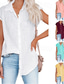 cheap Women&#039;s Plain Tops-Women&#039;s Shirt Solid Color Plain Basic Casual Short Sleeve Shirt Collar Regular Tops Daily Buttons Black White Pink Wine Summer Spring