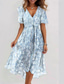 cheap Casual Floral Dresses-Women&#039;s Mini Dress Cocktail Dress Floral Dress Fashion Modern Outdoor Vacation Holiday Regular Fit Flower Short Sleeve V Neck Light Green Red Navy Blue Royal Blue Summer