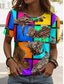cheap Animals tee-Saturday Night Fever Kittens By Vincent Hie Women&#039;s T Shirt Cat Vintage Stylish Modern Short Sleeve Crew Neck Regular Tops Daily Print Rainbow Summer