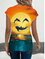 abordables Camiseta de Animales-Camiseta sin mangas con estampado de delfín de Vincent Hie para mujer, estilo casual, sin mangas, cuello en V, con estampado diario, color amarillo, para verano y primavera.