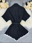 cheap Casual Floral Dresses-Women&#039;s Normal Romper Streetwear Color Block Short Sleeve Shirt Collar Belted Street Daily Regular Fit Black Summer