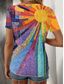 cheap Art&amp;Design tee-Women&#039;s T Shirt Ombre Floral Graphic Vintage Stylish Casual Short Sleeve Crew Neck Regular Tops Daily Weekend Print Orange Summer