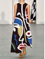 ieftine Artă și design rochii-Pentru femei Rochie Maxi Rochie A line Rochie de vară Vacanță Casual Boho Zilnic Concediu Potrivire Largă Grafic Abstract Fără manșon În V Alb Roșu-aprins Albastru piscină Vară