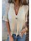 cheap Women&#039;s Plain Tops-Women&#039;s Blouse Plain Basic Modern Casual Half Sleeve V Neck Regular Tops Daily Holiday Going out Buttons Black White Pink Brown Green Summer