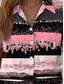 cheap Art&amp;Design Tops-Women&#039;s Shirt Graphic Geometric Daily Casual Short Sleeve Shirt Collar Regular Tops Daily Pink Blue Green Summer Spring