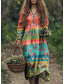 preiswerte Blumenkleider-Damen Maxikleid Sommerkleid Faltenkleid Urlaub Lässig Boho Ausgehen Strand Standard Passform Blumen Grafik Paisley-Muster Langarm V Ausschnitt Rosa Blau Orange Khaki Sommer Frühling