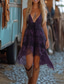 cheap Boho Dress-Women&#039;s Midi Dress Vintage Dress Boho Dress Western Dress Vintage Fashion Outdoor Vacation Daily Regular Fit Flower Sleeveless V Neck Purple Summer