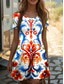 billiga Boho klänningar-Damers Boho Klänning Western Klänning Vintage Mini Klänning T-shirt Klänning Tee Klänning Shift Klänning Sommar Klänning Semester Avslappnad Boho Fest Strand Regular Fit Grafisk Tribal Kort ärm