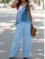 abordables Ensembles deux pièces-Ensembles de Pantalons Femme 2 Pièces Vacances Quotidien Sans Manches Col en U Ombre Graphique Décontracté Quotidien Rose Bleu Vert Été Coupe Ample
