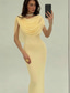 abordables Robes de cocktail-Robe midi capre sirène / trompette robes de cocktail robe élégante robe semi-formelle mariage longueur thé manches courtes col en V mousseline 2025