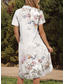 economico Abito Floreale-Per donna Abito Midi Abito a trapezio Vacanza Casual Quotidiano Data Vestibilità regolare Floreale Grafico Uccello Manica Corta Colletto a Camicia Grigio Estate Primavera