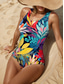 cheap One-piece swimsuits-Women&#039;s Swimsuits One Piece Monokini Swimsuit Backless Tummy Control High Waist Slim Vacation Beach Wear Floral Graphic U Neck Sleeveless Bathing Suits
