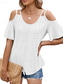 cheap Women&#039;s Plain Tops-Women&#039;s Shirt Blouse Solid Color Stylish Casual Short Sleeve Strap Regular Tops Daily Eyelet Sage Green Black White Pink Sky Blue Summer