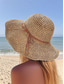 economico Cappelli da donna-Cappello da sole da donna in paglia a tesa larga con fiocco, cappello da spiaggia pieghevole per viaggi estivi e vacanze all'aperto
