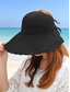 preiswerte Hüte für Damen-Faltbarer Stroh-Sonnenhut für Damen mit breiter Krempe und schwarzer Schleife – eleganter UV-Schutzhut für den Strandurlaub, Sommerreisen und Outdoor-Aktivitäten
