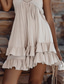cheap Boho Dress-Women&#039;s Mini Dress Summer Dress Slip Dress Boho Dress Western Dress Fashion Classic Modern Outdoor Vacation Holiday Regular Fit Plain Sleeveless Spaghetti Strap Beige Summer
