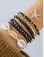 cheap Women&#039;s Bracelet-Women&#039;s Boho Shell Beaded Bracelet Set - 7-Piece Starfish Charm Stretch Bracelet in Various Colors for Summer Beach Wear and Resort Wear
