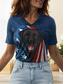 cheap Independence Day Top-Black Lab Puppy By Vincent Hie Women&#039;s Patriotic  T Shirt Graphic Animal Dog Vintage Stylish Classic Short Sleeve Crew Neck V Neck Round Neck Tops Daily Weekend Print