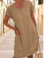 economico disegnare abiti in cotone e lino-Per donna Mini Abito Abiti in cotone e lino Vestito Casual Vestito T-Shirt Essenziale Casual Vacanza Quotidiano Vestibilità regolare Semplice Manica Corta Girocollo Nero Blu Cachi Grigio Estate