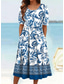 voordelige Boho Jurk-Dames Halflange jurk Zomerjurk Geplooide jurk Vakantie Casual Strandstijl Dagelijks Feestdagen Normale pasvorm Bloemig Grafisch Paisley Korte mouw Strakke ronde hals blauw Oranje Groen Zomer