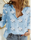 cheap Floral Tops-Women&#039;s Shirt Long Sleeve Button Down Blouse Floral Graphic Daily Stylish Casual Shirt Collar Regular Tops Work Daily Buttons Print Blue Summer Spring Fall Winter