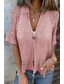 cheap Women&#039;s Plain Tops-Women&#039;s Blouse Plain Basic Modern Casual Half Sleeve V Neck Regular Tops Daily Holiday Going out Buttons Black White Pink Brown Green Summer