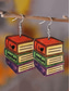 זול עגיל לנשים-עגילי ערימת ספרים צבעוניים לנשים - תכשיטי תליון מעץ קלים למורים, תלמידים, חובבי ספרים - כיף חזרה לבית הספר או מתנת סיום