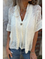 cheap Women&#039;s Plain Tops-Women&#039;s Blouse Plain Basic Modern Casual Half Sleeve V Neck Regular Tops Daily Holiday Going out Buttons Black White Pink Brown Green Summer