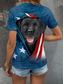 cheap Independence Day Top-Black Lab Puppy By Vincent Hie Women&#039;s Patriotic  T Shirt Graphic Animal Dog Vintage Stylish Classic Short Sleeve Crew Neck V Neck Round Neck Tops Daily Weekend Print