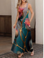 ieftine Rochii florale-Pentru femei Rochie Maxi Rochie A line Rochie de vară Rochie cu umeri Vacanță Casual Petrecere Dată Fit regulat Floral Grafic Fără manșon Pătrat Trifoi Vară Primăvară
