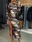 cheap Elegant Floral Dresses-Women&#039;s Midi Dress Floral Dress Summer Dress Fashion Modern Daily Date Weekend Regular Fit Flower Long Sleeve Crew Neck Black White Rose Summer