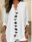 preiswerte Blumenoberteile-Damen Bluse Blumen Grafik Elegant Stilvoll Langarm V Ausschnitt Normale Oberteile Täglich Ferien Druck Weiß Blau Purpur Sommer Frühling