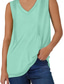 billige Enkel tank topp-Dame Camisole Tank Top Helfarge Tropisk Fritid Ermeløs V-hals Vanlige topper Daglig Hvit Lysegrønn Sommer