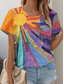 cheap Art&amp;Design tee-Women&#039;s T Shirt Ombre Floral Graphic Vintage Stylish Casual Short Sleeve Crew Neck Regular Tops Daily Weekend Print Orange Summer