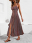 cheap Boho Dress-Women&#039;s Midi Dress Casual Dress Summer Dress Slip Dress Boho Dress Elegant Fashion Modern Daily Beach Weekend Regular Fit Striped Sleeveless V Neck Red Green Summer