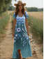 ieftine Rochii boho-Pentru femei Rochie Maxi Rochii Tricou Rochie A line Vacanță În aer liber Ieșire Fit standard Floral Grafic Imprimeu Paisley Manșon scurt În V Albastru piscină Maro Trifoi Vară