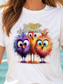 billiga Humor &amp;amp; citationstecken-Dam T-shirt Grafisk Djur Fågel Vintage Stylish Klassisk Kortärmad Rund hals Vanliga toppar Dagligen Mönster Vit Rodnande Rosa Ljusblå Sommar Vår