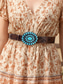 billige Damebelte-vestlig turkis concho-belte for kvinner – midjebelte med blomstergravert kunstskinn for rodeo, festivaler, boho-antrekk og fritidsklær