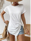 cheap Plain tee-Women&#039;s T Shirt Solid Color Plain Fashion Classic Casual Short Sleeve Crew Neck Regular Tops Daily Weekend Asymmetrical Black White Army Green Navy Blue Summer