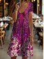 cheap Boho Dress-Women&#039;s Mini Dress Knit Dress Casual Dress T Shirt Dress Tee Dress Sundress Vacation Casual Beach Regular Fit Floral Graphic Vintage Short Sleeve V Neck Red Blue Purple Green Summer Spring