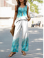 voordelige Tweedelige sets-Dames Broek Sets Vakantie Mode Dagelijks Mouwloos U-hals Bloemen Grafisch Geometrisch Casual Dagelijks Weekend Licht Groen Rood Stof Blauw Zomer Regulair Fit