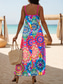 ieftine Rochii boho-Pentru femei Rochie Maxi Rochie A line Rochie Slip Vacanță Casual Boho Plajă Fit regulat Floral Grafic Fără manșon În V Bretele Spagheti Roșu-aprins Albastru piscină Trifoi Vară Primăvară