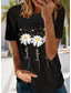 cheap Floral tee-Women&#039;s T Shirt Graphic Plants Letter Stylish Classic Modern Short Sleeve Crew Neck Round Neck Regular Tops Daily Going out Weekend Print Black Summer Spring