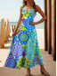 ieftine Rochii boho-Pentru femei Rochie Maxi Rochie A line Rochie Slip Vacanță Casual Boho Plajă Fit regulat Floral Grafic Fără manșon În V Bretele Spagheti Roșu-aprins Albastru piscină Trifoi Vară Primăvară