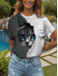 cheap Animals tee-Women&#039;s T Shirt Graphic Animal Cat Vintage Stylish Classic Short Sleeve Crew Neck Round Neck Regular Tops Daily Weekend Print White and gray Summer Spring