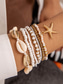 cheap Women&#039;s Bracelet-Women&#039;s Boho Shell Beaded Bracelet Set - 7-Piece Starfish Charm Stretch Bracelet in Various Colors for Summer Beach Wear and Resort Wear